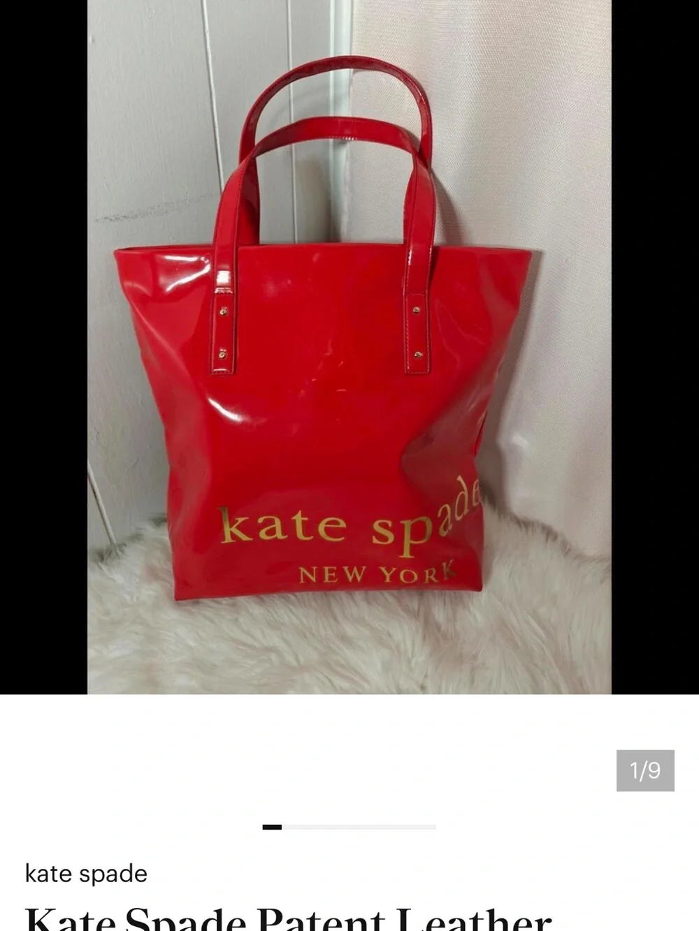 kate spade Red Patent Leather Tote with Gold Logo